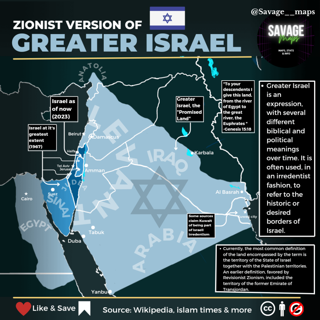 More Detailed Greater Israel Map - showing border with Iran