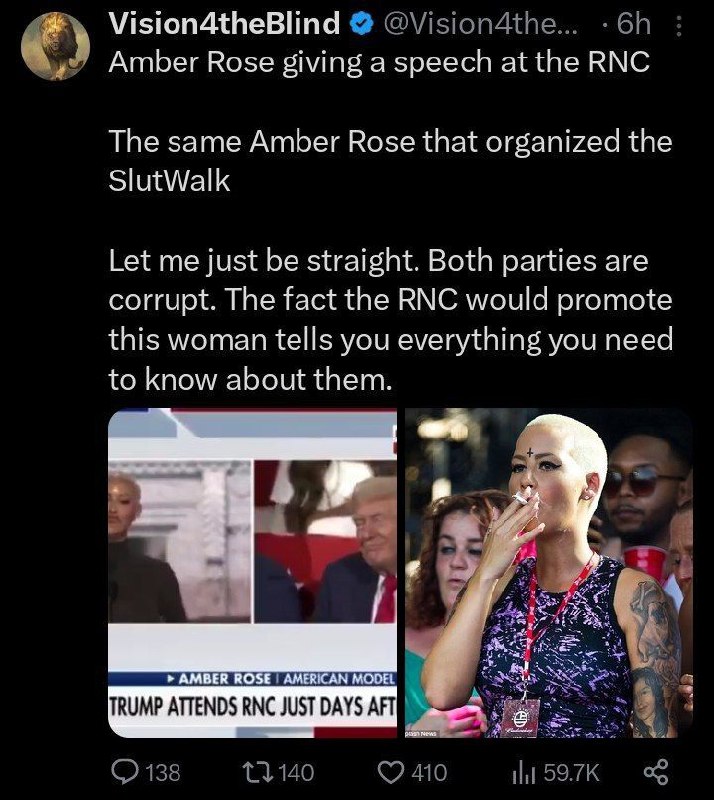 The 2024 Republican National Convention - image 3 Amber Rose who had upside-down Satanic cross on head