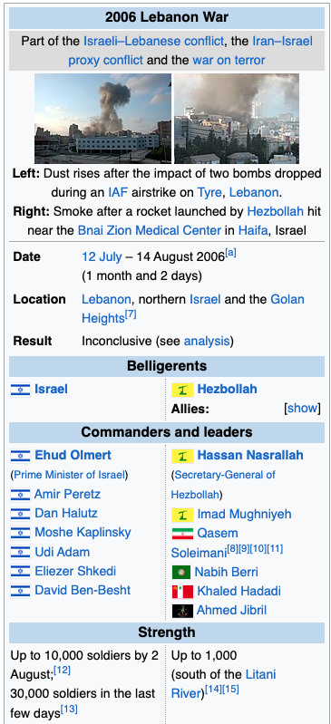 2006 Lebanon War - Part 1 - Wikipedia