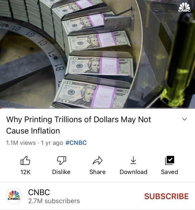 Mainstream Media: "Printing Trillions of Dollars Might Not Cause Inflation" meme