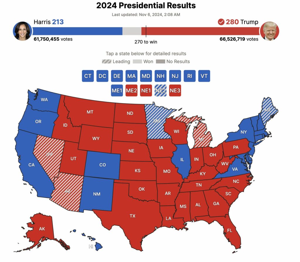 2024 presidential results Trump victory