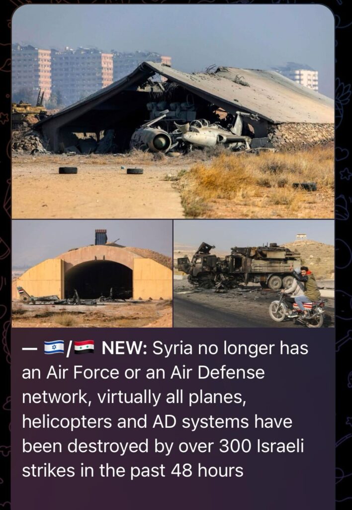 Syria military being destroyed by Israel post-collapse