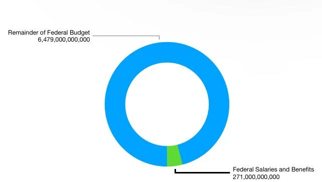 Chart: Federal Budget vs Federal Salaries and Benefits for reviewing government employees.